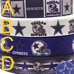 Nastro grosgrain da 2 cm o 3,8 cm ispirato ai DALLAS COWBOYS e/o nastrini coordinati da 2,5 cm. Perfetto per realizzare fiocchi e molti altri lavoretti.