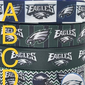 Philadelphia Eagles inspired grosgrain ribbon and/or coordinating 1&quot; flatbacks.  Perfect for bow making amd many other crafts.