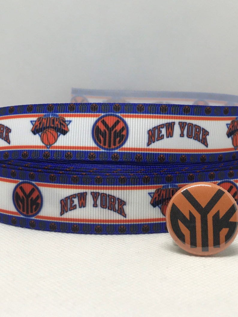 NEW YORK KNICKS inspired 78 grosgrain ribbon andor coordinating 1 flatbacks Perfect for hair bows and many other crafts.