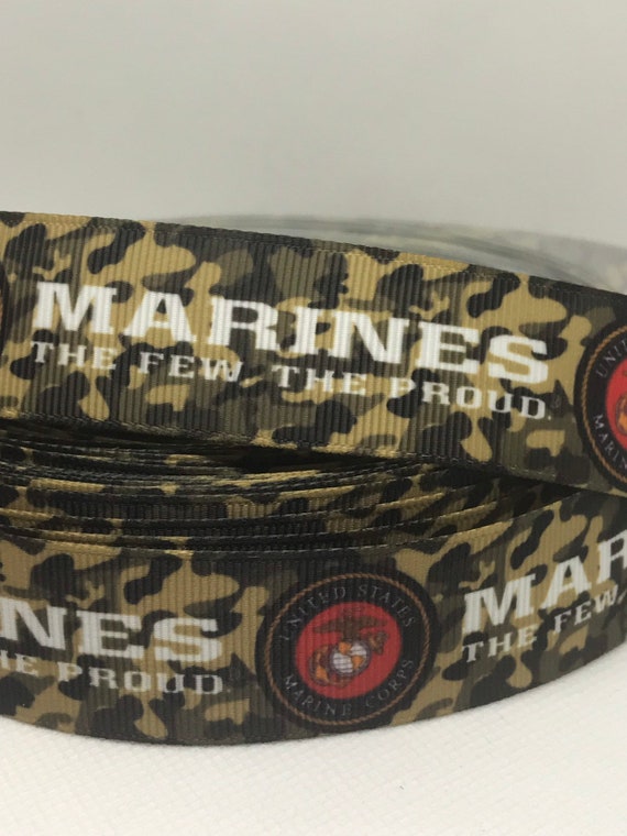 MARINES inspired grosgrain ribbon and/or coordinating 1" flatbacks. Perfect for bow making and many other crafts.