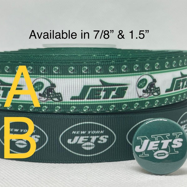 New York Jets inspired 7/8" grosgrain ribbon and/or coordinating 1" flatbacks.  Perfect for bow making and many other crafts.