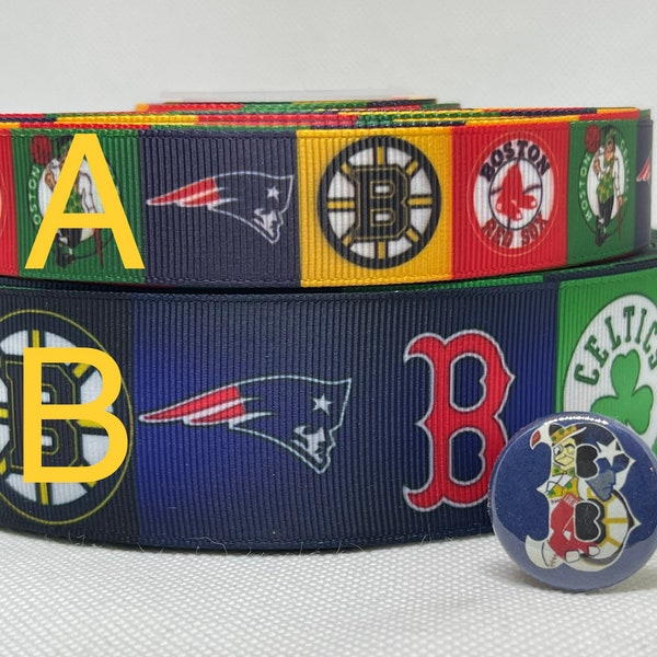 BOSTON sports teams inspired grosgrain ribbon and/or coordinating 1" flatbacks.