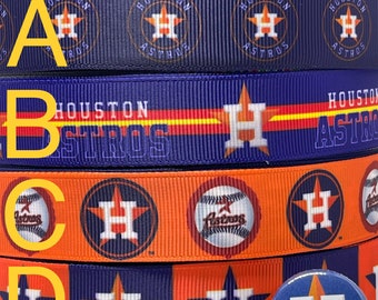 HOUSTON ASTROS inspired grosgrain ribbon and/or coordinating 1" flatbacks. Perfect for bow making and many other crafts.