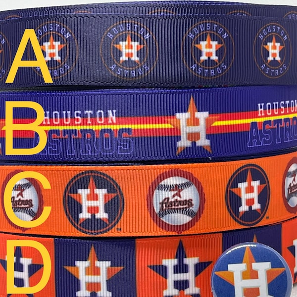 HOUSTON ASTROS inspired grosgrain ribbon and/or coordinating 1" flatbacks. Perfect for bow making and many other crafts.