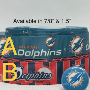 Miami Dolphins inspired grosgrain ribbon and/or coordinating 1&quot; flatbacks.  Perfect for bow making amd many other crafts.