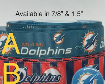 Miami Dolphins inspired grosgrain ribbon and/or coordinating 1" flatbacks.  Perfect for bow making amd many other crafts.