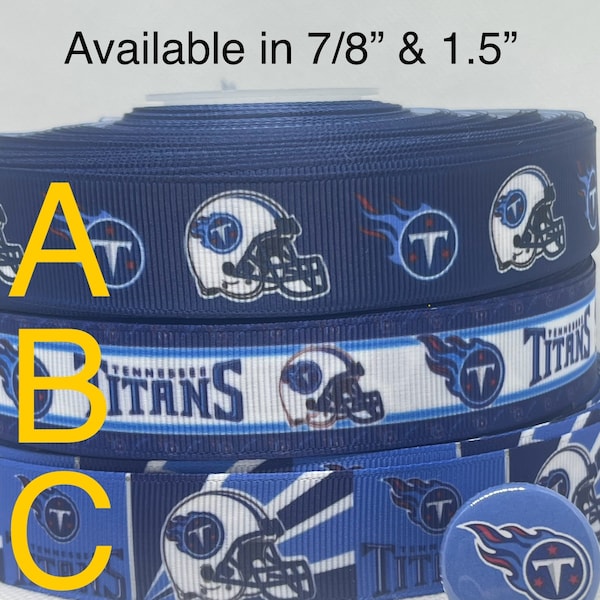 Tennessee Titans inspired grosgrain ribbon and/or coordinating 1" flatbacks.  Perfect for bow making and many other crafts.