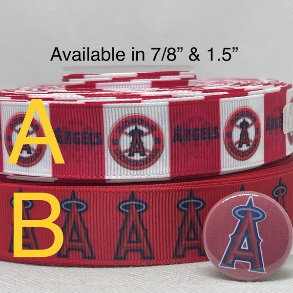 LOS ANGELES ANGELS inspired grosgrain ribbon and/or coordinating 1" flatbacks. Perfect for bow making and many other crafts.