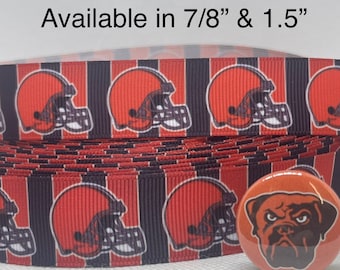 Cleveland Browns inspired grosgrain ribbon and/or coordinating 1" flatbacks. Perfect for bow making and many other crafts.