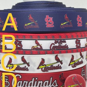 ST LOUIS CARDINALS inspired grosgrain ribbon and/or coordinating 1" flatbacks. Perfect for hair bows and many other cratfs.