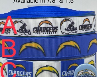 Inspiriert von den Los Angeles Chargers: 7/8" und 1,5" breites Ripsband und/oder passende 1" breite Flachbänder. Perfekt zum Schleifenbinden und für viele andere Bastelarbeiten.