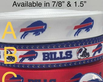 Ripsband im Buffalo Bills-Design und/oder dazu passende 2,5 cm breite Flachbänder. Perfekt zum Schleifenbinden und für viele andere Bastelarbeiten.