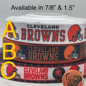 Cleveland Browns inspired grosgrain ribbon and/or coordinating 1&quot; flatbacks. Perfect for bow making and many other crafts.