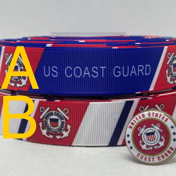 US COAST GUARD inspired grosgrain ribbon and/or coordinating 1" flatbacks.  Perfect for bow making and many other crafts.