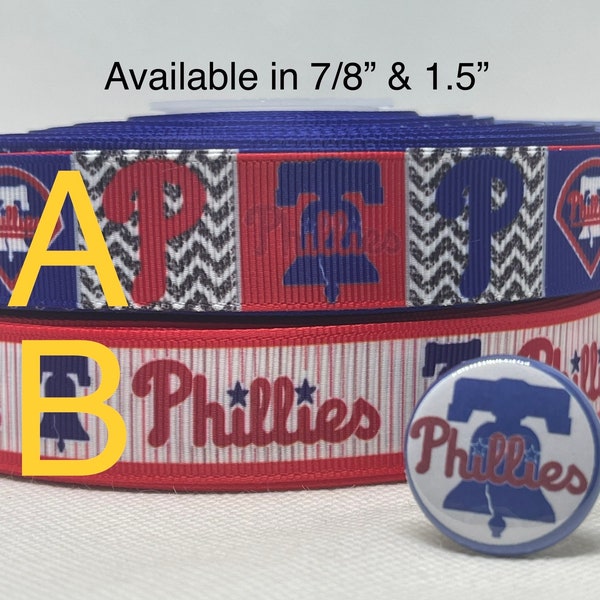 PHILADELPHIA PHILLIES  inspired grosgrain ribbon and/or coordinating 1" flatbacks. Perfect for hair bows and many other crafts.