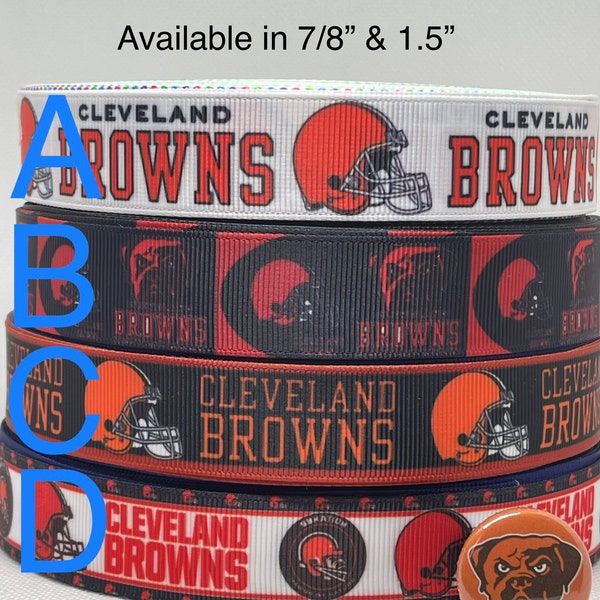 Cleveland Browns inspired grosgrain ribbon and/or coordinating 1" flatbacks. Perfect for bow making and many other crafts.