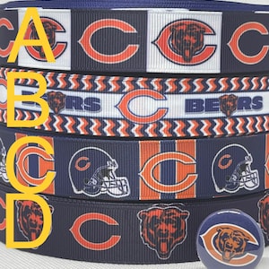 Nastro grosgrain ispirato ai Chicago Bears e/o nastrini coordinati da 2,5 cm. Perfetti per realizzare fiocchi e tanti altri lavoretti.