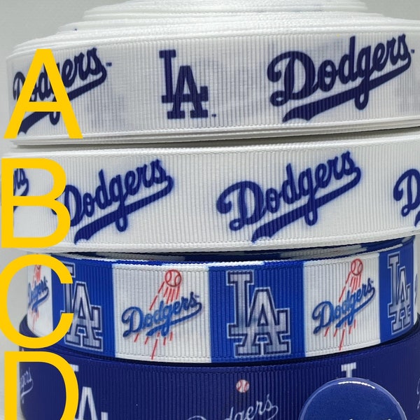 LOS ANGELES DODGERS inspired grosgrain ribbon and/or coordinating 1" flatbacks. Perfect for bow making and many other crafts.