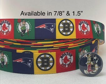 BOSTON sports teams inspired grosgrain ribbon and/or coordinating 1" flatbacks.