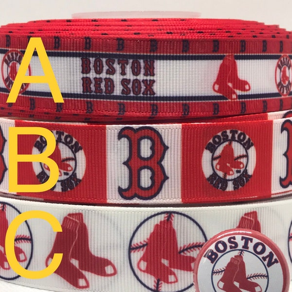 BOSTON RED SOX inspired grosgrain ribbon and/or coordinating 1" flatbacks.  Perfect for bow making and many other crafts.