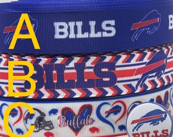 Ripsband im Buffalo Bills-Design und/oder dazu passende 2,5 cm breite Flachbänder. Perfekt zum Schleifenbinden und für viele andere Bastelarbeiten.