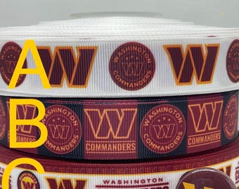 WASHINGTON COMMANDERS inspirierte Ripsband und / oder koordinierende 1 ""Flatbacks. Perfekt für Haarschleifen und viele andere Handarbeiten."