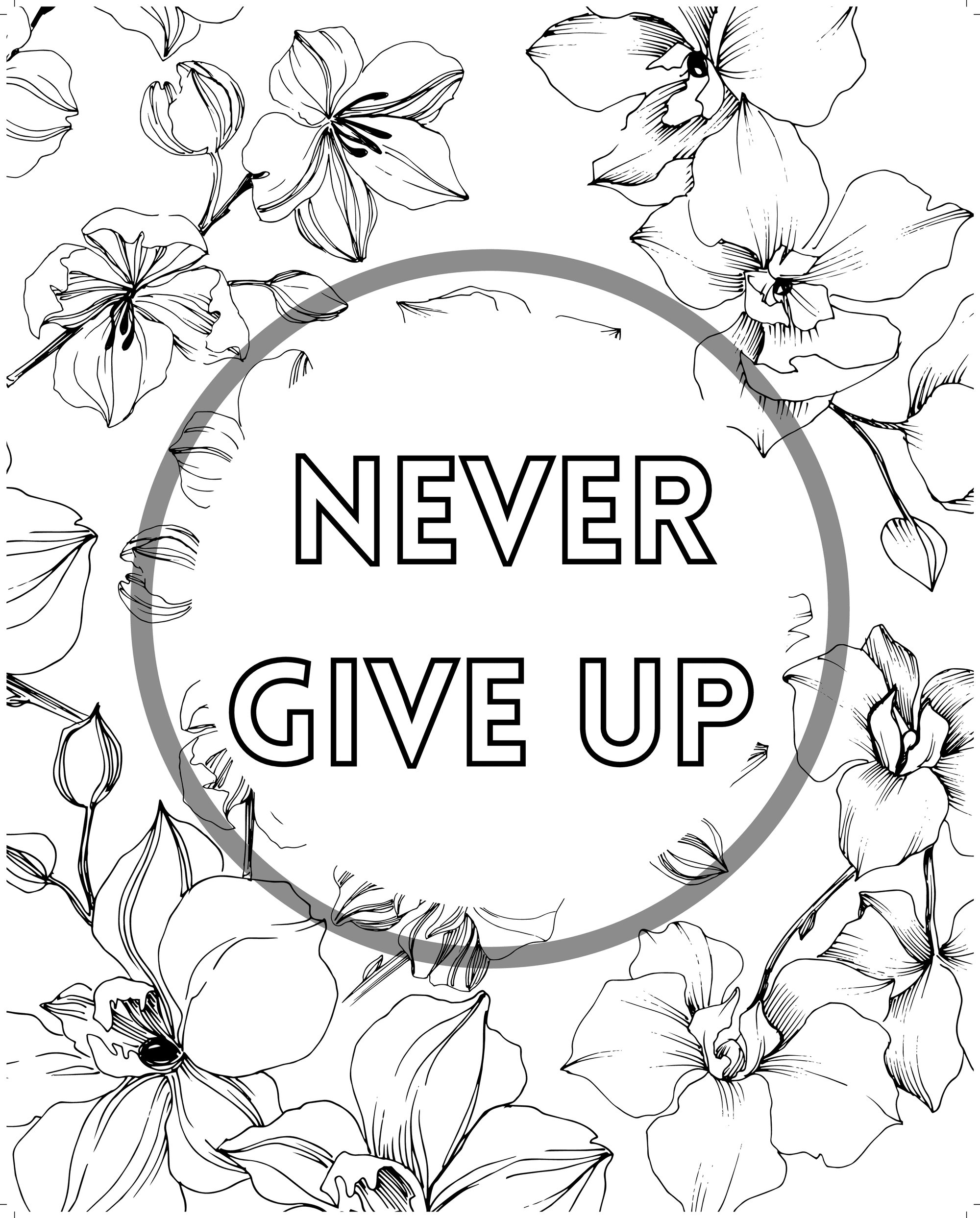 Never Give up Coloring Page | Etsy