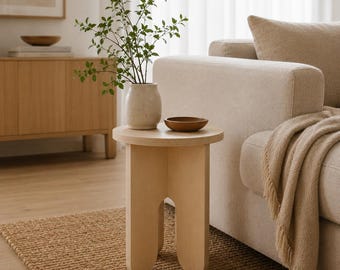 Minimalist Side Table Mini Wooden Stool Modern Accent Table Organic Modern Decor Japandi Home Decor Scandinavian Decor Wood End Table