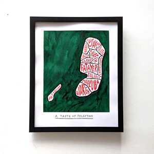 Un avant-goût de la Palestine | Carte dessinée à la main de 10 x 8 po.