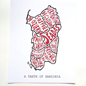 Map of Sardinia food print