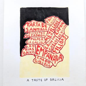 Een voorproefje van Galicië | 10 x 8 in handgetekende kaart
