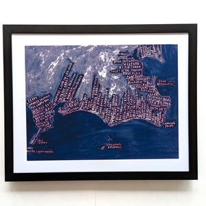 Mappa della costa del South Wexford / stampa 10 x 8 pollici