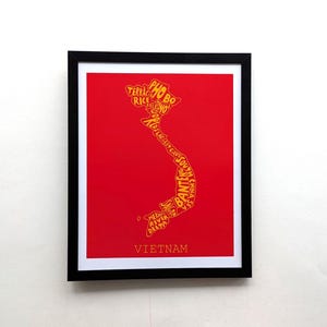 Art de la carte du Vietnam |  Impression 10 x 8 po.