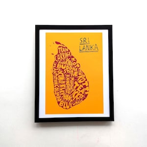 Carte du Sri Lanka imprimée I 10 x 8 pouces