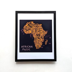 Carte musicale de l'Afrique I 10 x 8 pouces imprimée