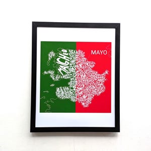 Mappa della contea di Mayo, stampa della mappa 10 x 8 pollici