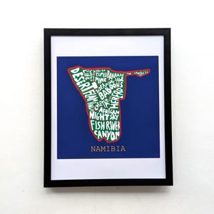 Carte de l'Afrique de la Namibie I 10 x 8 pouces imprimée