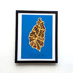 Saint Lucia-kaart I 10 x 8 inch gedrukt
