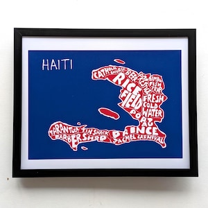 Mapa artístico de Haití, impresión de 10 x 8 pulgadas