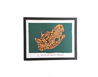 South Africa map of food print