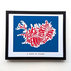 Carte de la cuisine islandaise, 20 x 10 po.