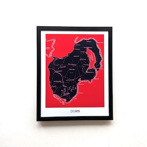 Contea di Down Irlanda / stampa mappa 10 x 8 pollici