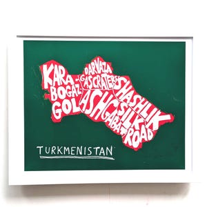 Carte du Turkménistan |  Impression 10 x 8 po.