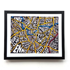 Ennis Irlande carte | Impression 10 x 8 po.