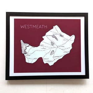 Contea di Westmeath Irlanda / stampa mappa 10 x 8 pollici