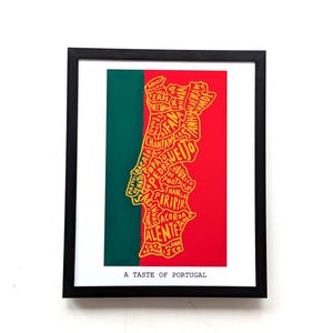Portugal Karte Kunst, Food Version | 21cm x 25cm