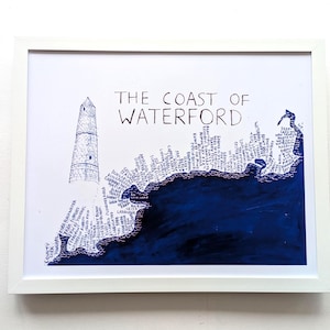 Mappa della costa di Waterford / stampa 10 x 8 pollici