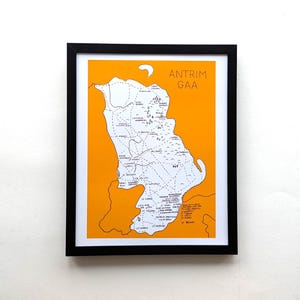Carte des clubs GAA du comté d'Antrim | Impression 10 x 8 po.