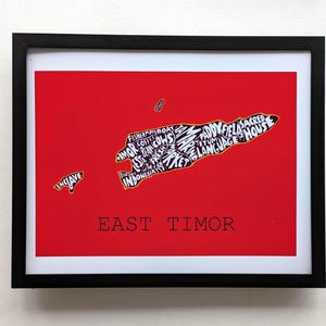Carte du Timor oriental I 10 x 8 pouces imprimée
