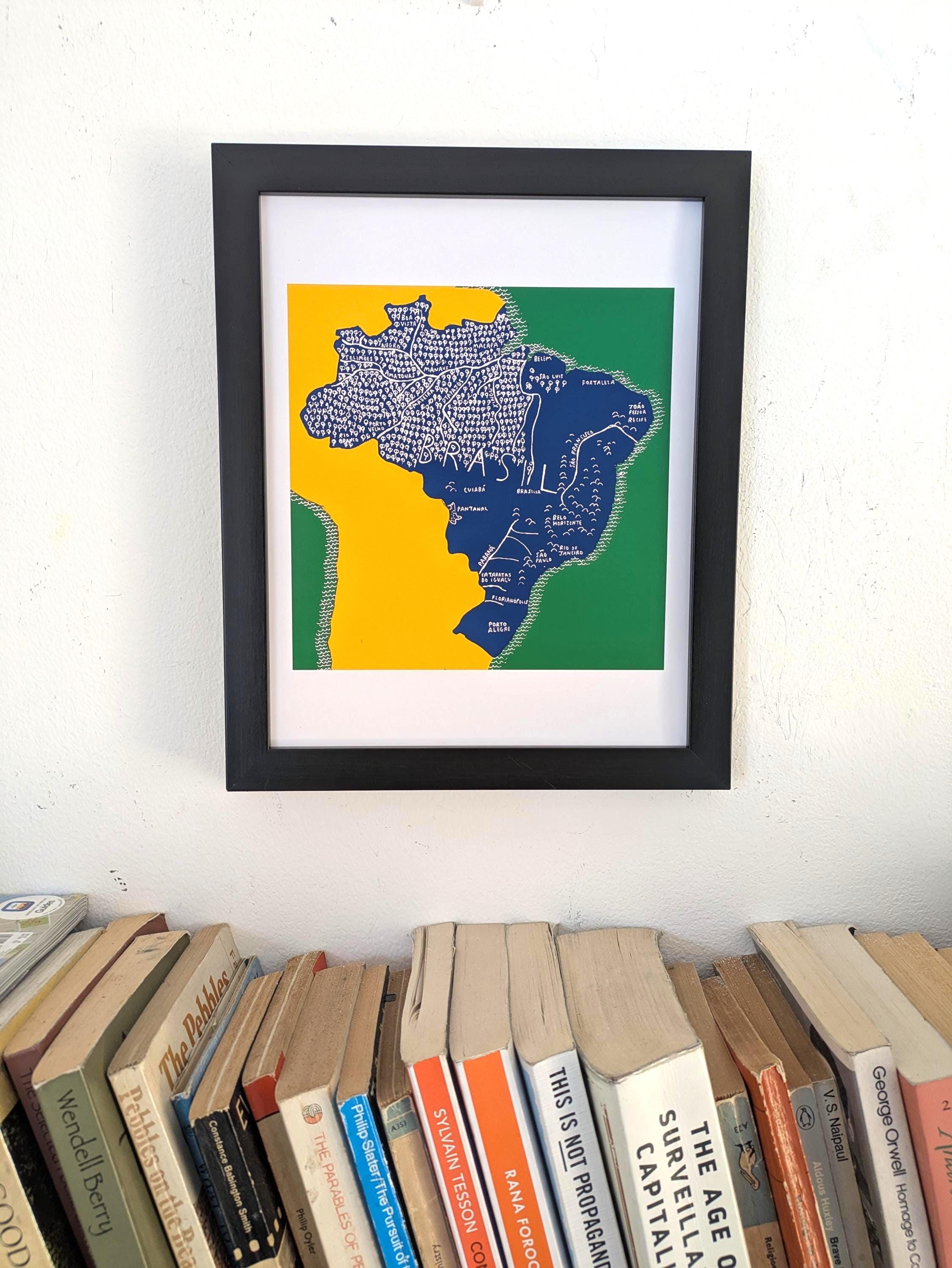 Brazil Map Art Print - Etsy